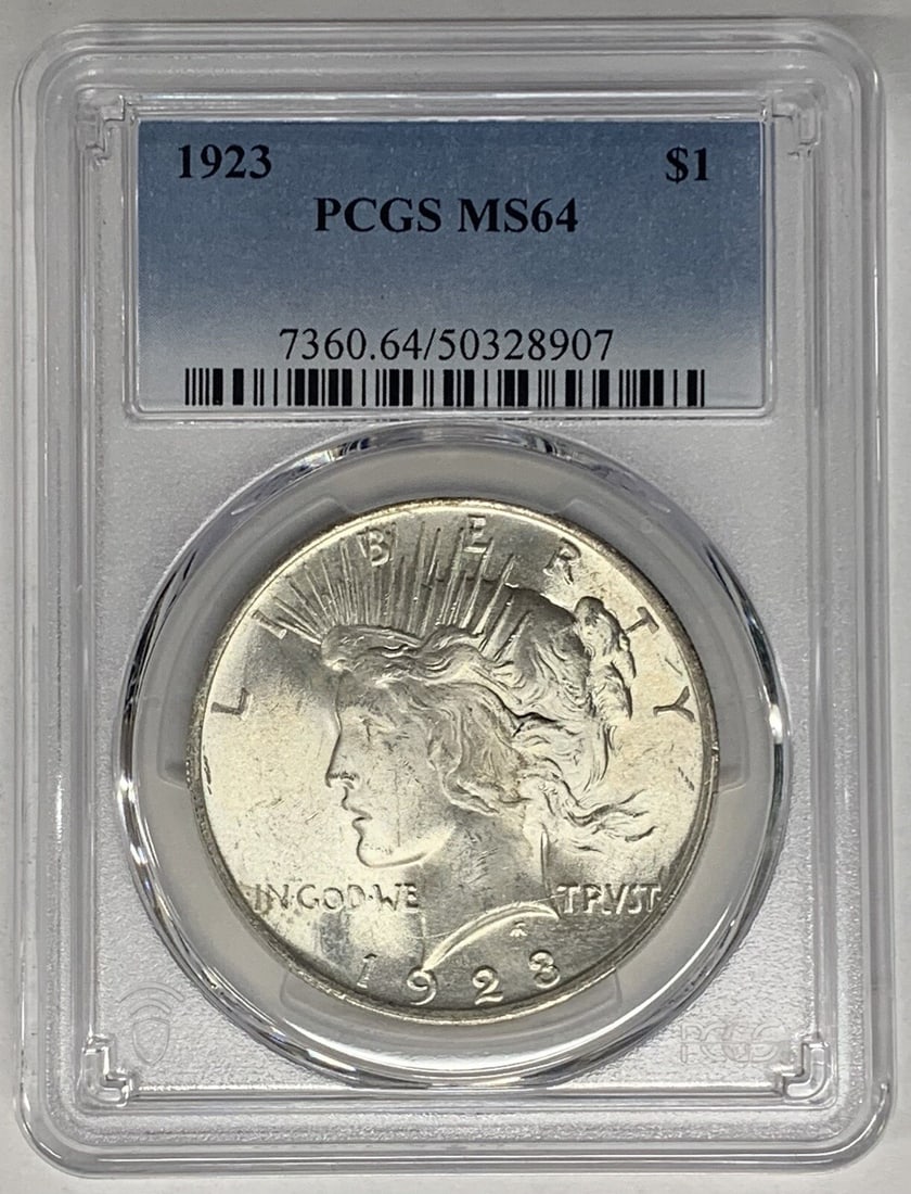 1923 Peace Silver Dollar Coin MS 64 PCGS Certified Uncirculated (1 of 2)