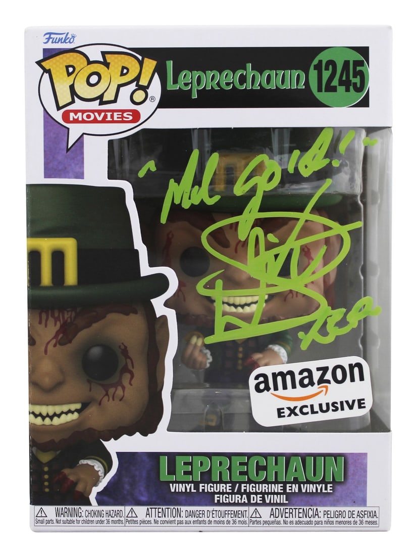 Warwick Davis Signed Leprechaun #1245 Funko Pop Vinyl JSA COA: Warwick Davis Signed Leprechaun #1245 Funko Pop Vinyl JSA COA This Warwick Davis "Me Gold!" signed Leprechaun #1245 Funko Pop Vinyl Figure features a vibrant green signature from the actor himself. Ea