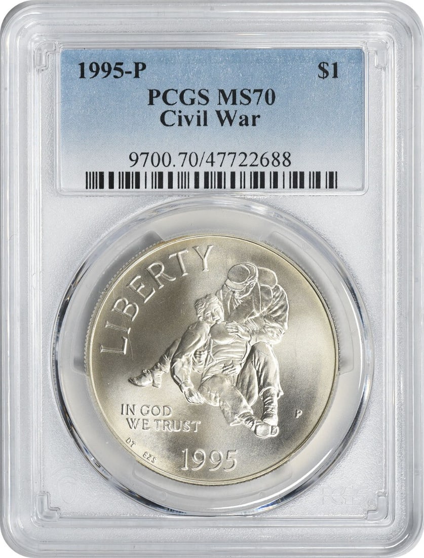 1995-P Civil War Silver Commemorative Dollar MS70 PCGS Uncirculated (1 of 2)