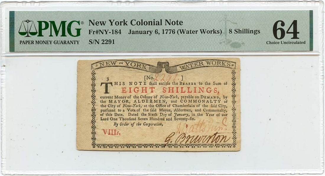 1776 New York Colonial Currency Note FR#NY-184 PMG CU64 (1 of 2)