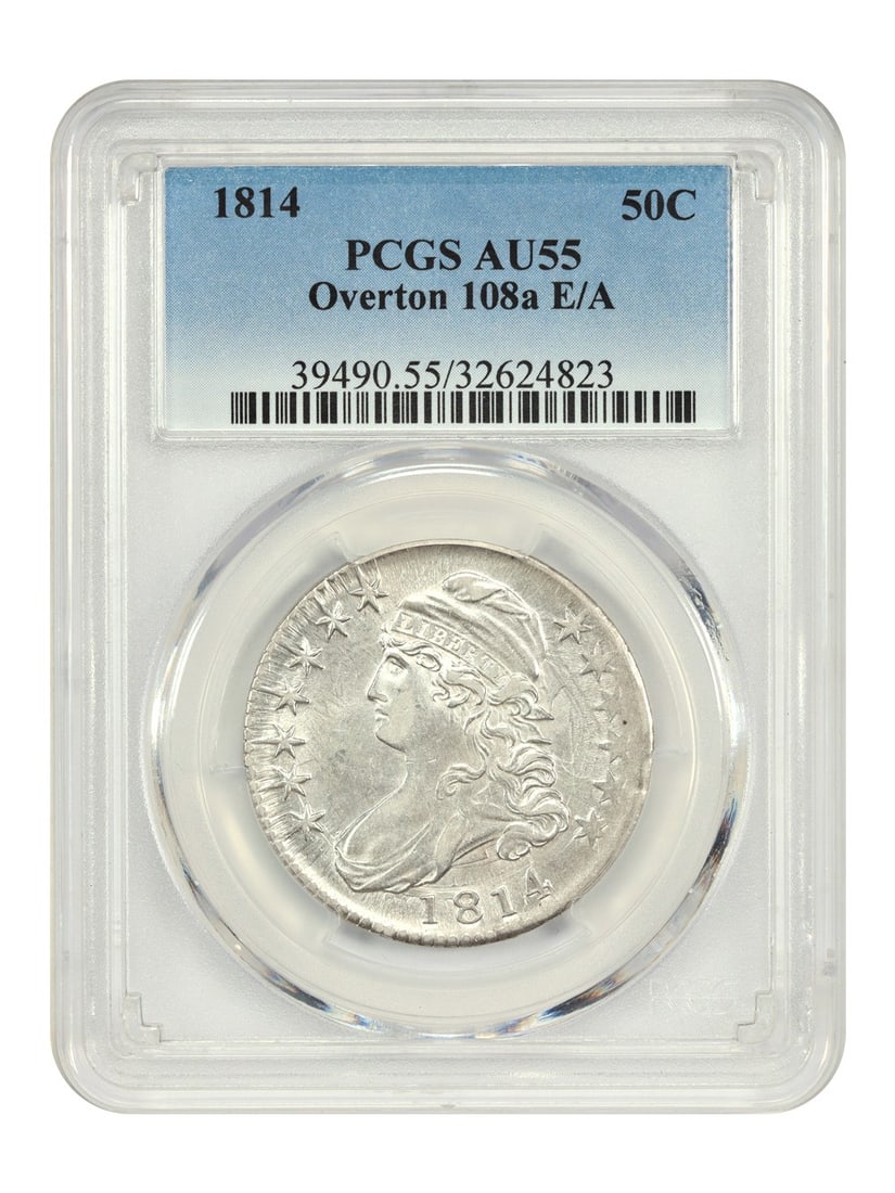 PCGS AU55 1814 Capped Bust Half Dollar O-108a E over A Variety (1 of 4)