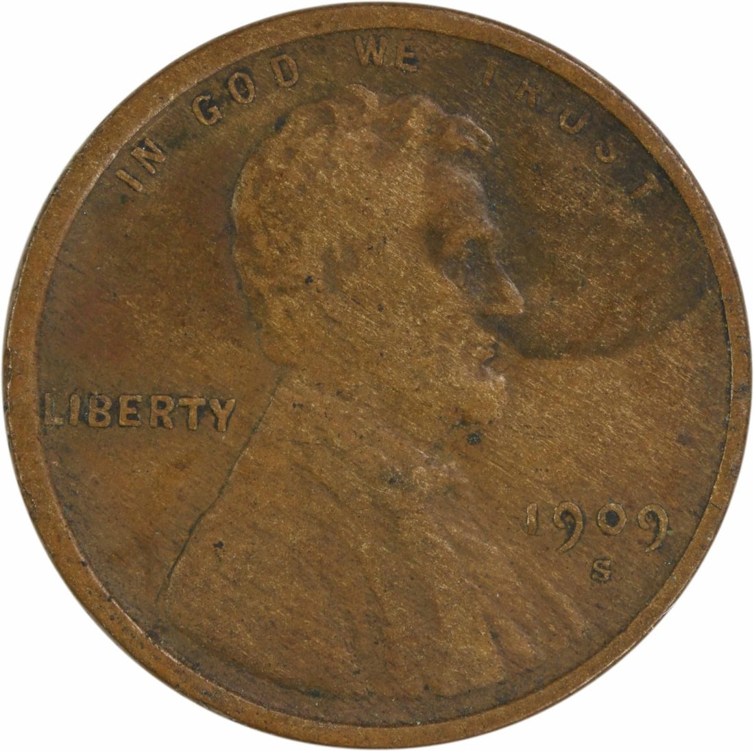 1909-S Lincoln Wheat Cent VF Uncertified Copper Coin (1 of 2)