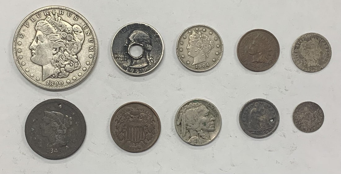 Lot of 10 Circulated Coins including 1864 Two Cent with 180 Die Rotation (1 of 4)