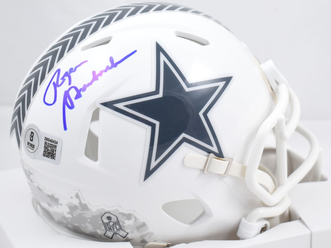 Roger Staubach Autographed Dallas Cowboys Speed Mini Helmet Beckett Certified (1 of 3)