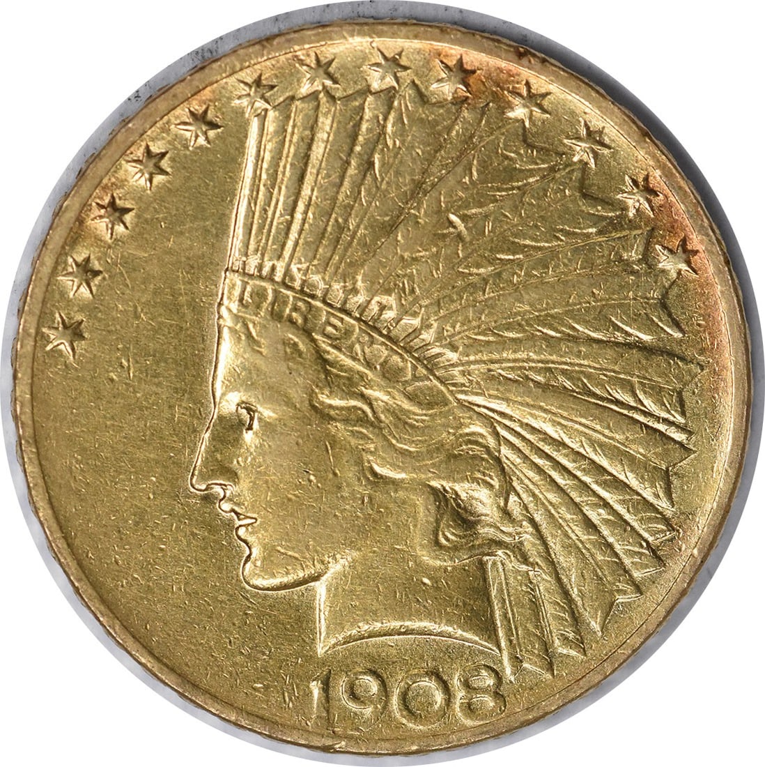 1908 $10 Gold Indian Motto Coin by Saint Gaudens Uncertified (1 of 2)