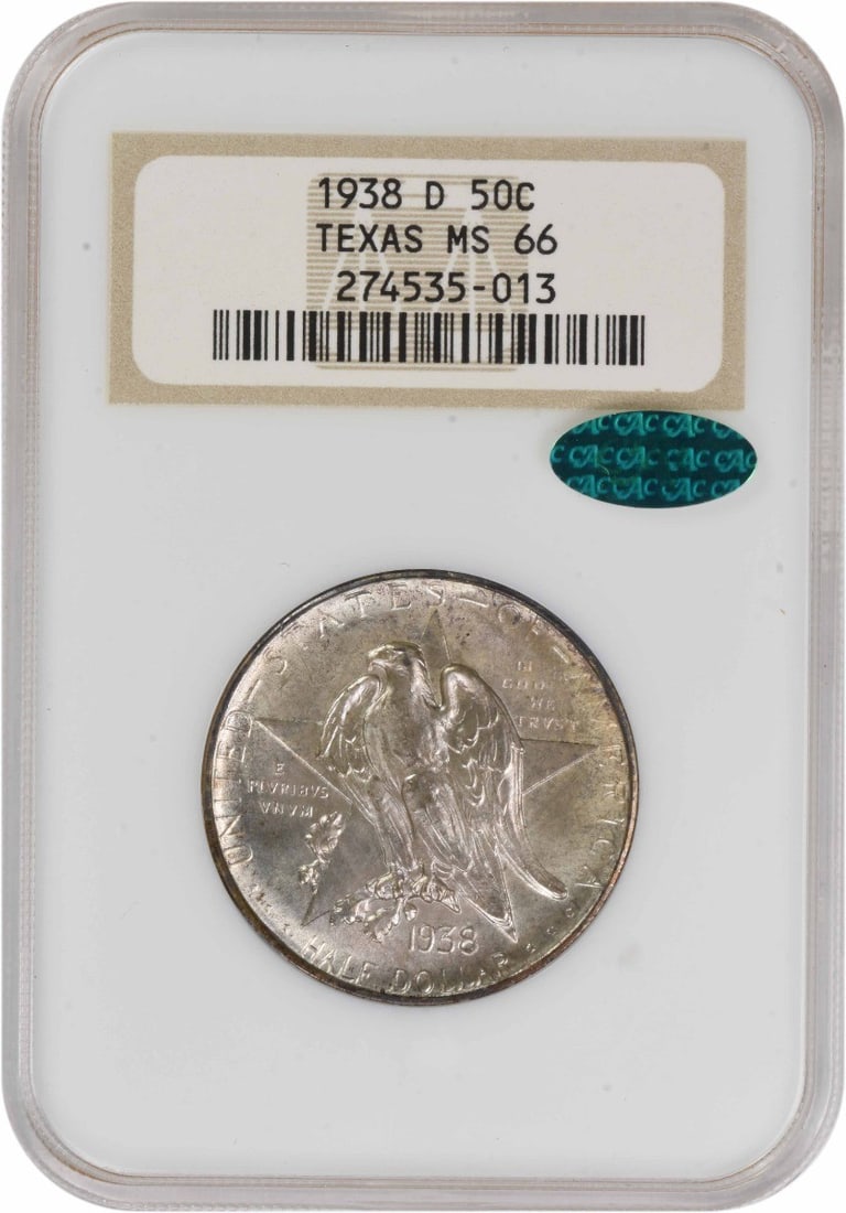 1938-D Half Dollar Texas Commemorative Silver Coin MS66 NGC CAC (1 of 4)
