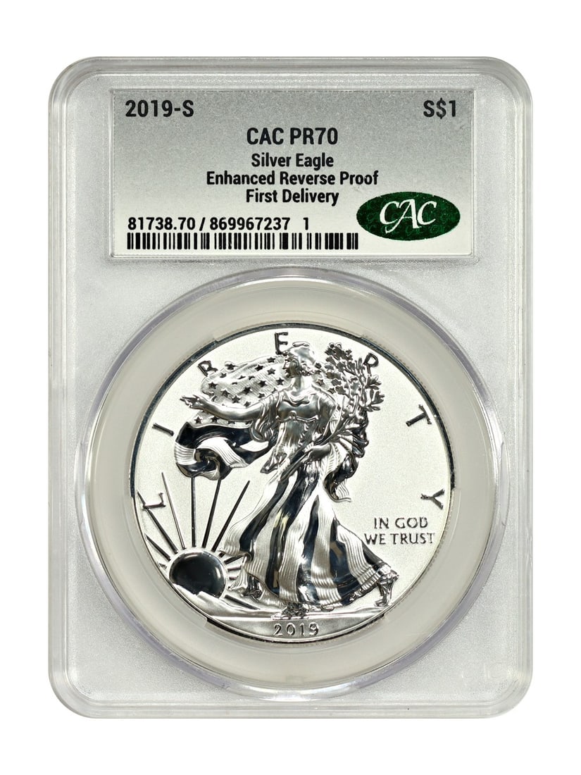 2019 Silver Eagle Dollar CACG Enhanced Reverse Proof PR70 First Delivery (1 of 4)