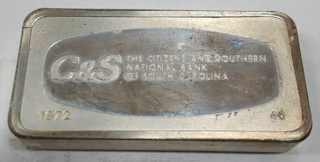 1000 Grain Sterling Silver Ingot Franklin Mint C & S Bank SC (1 of 2)