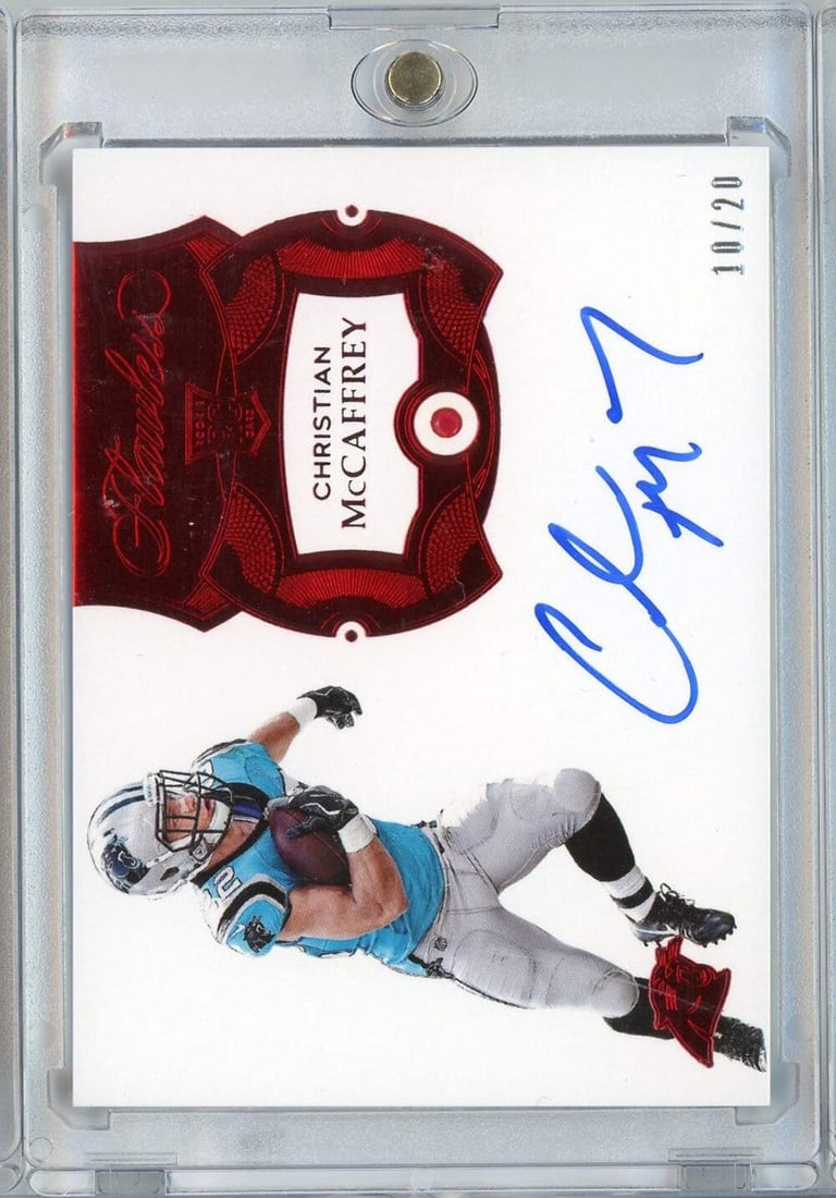 2017 Panini Flawless Christian McCaffrey #138 /20 Ruby Auto NFL Rookie Card (1 of 2)