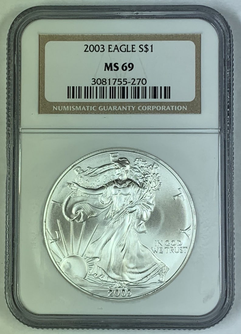 2003 American Silver Eagle Coin NGC MS 69 Gem Quality (1 of 2)