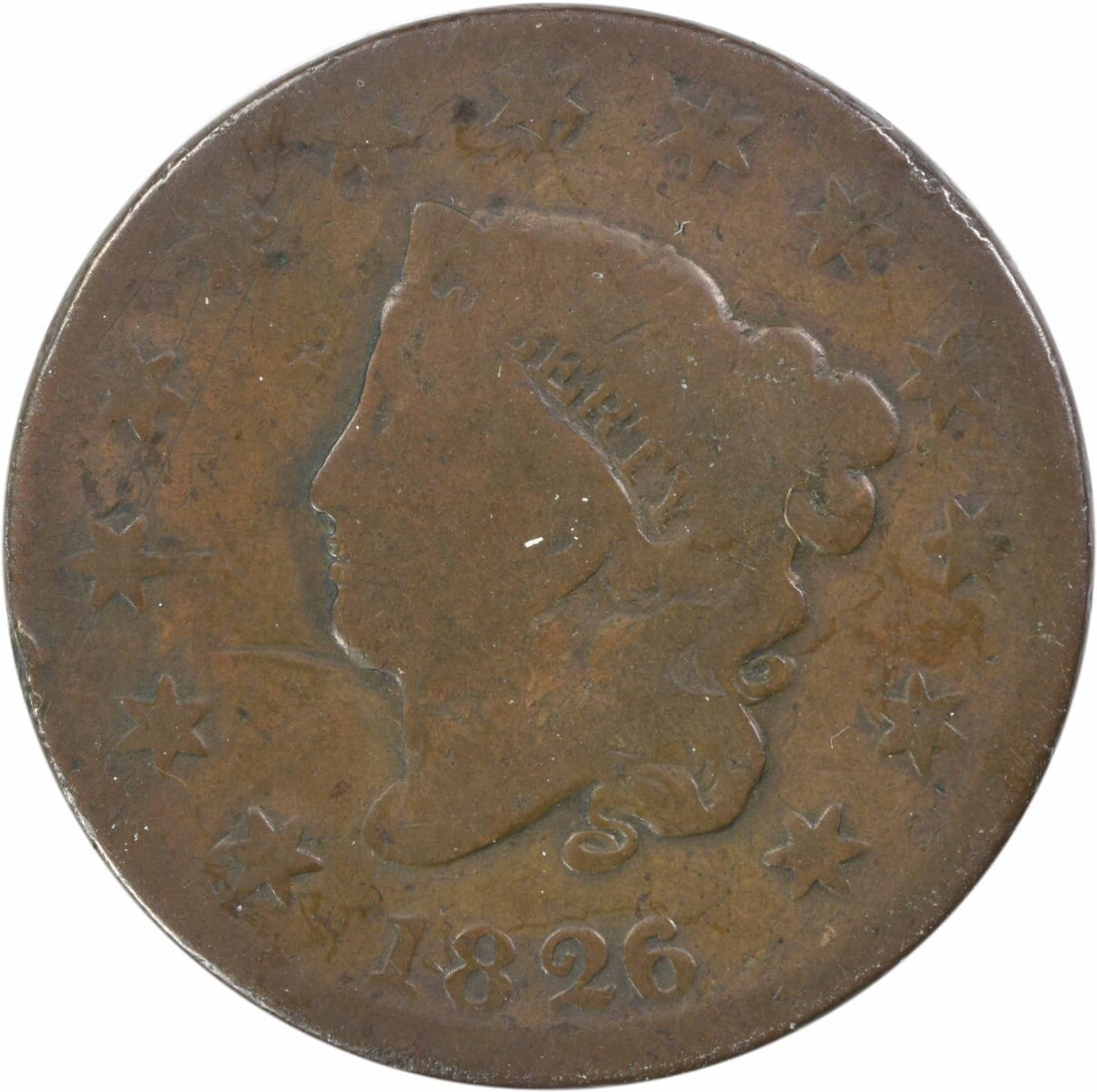 1826 Large Cent Coronet Head Copper Coin Uncertified (1 of 2)