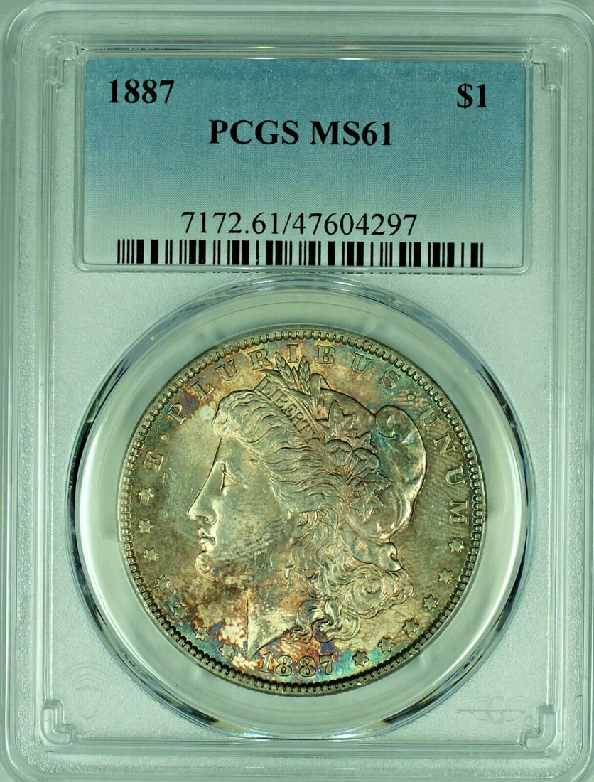 1887 Morgan Silver Dollar PCGS MS 61+ Uncirculated Silver Coin (1 of 2)