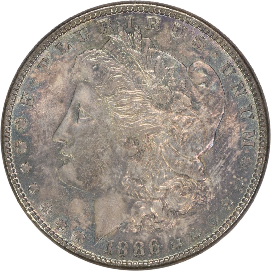 1886 Morgan Silver Dollar Choice BU Toned Uncertified Silver Coin (1 of 2)