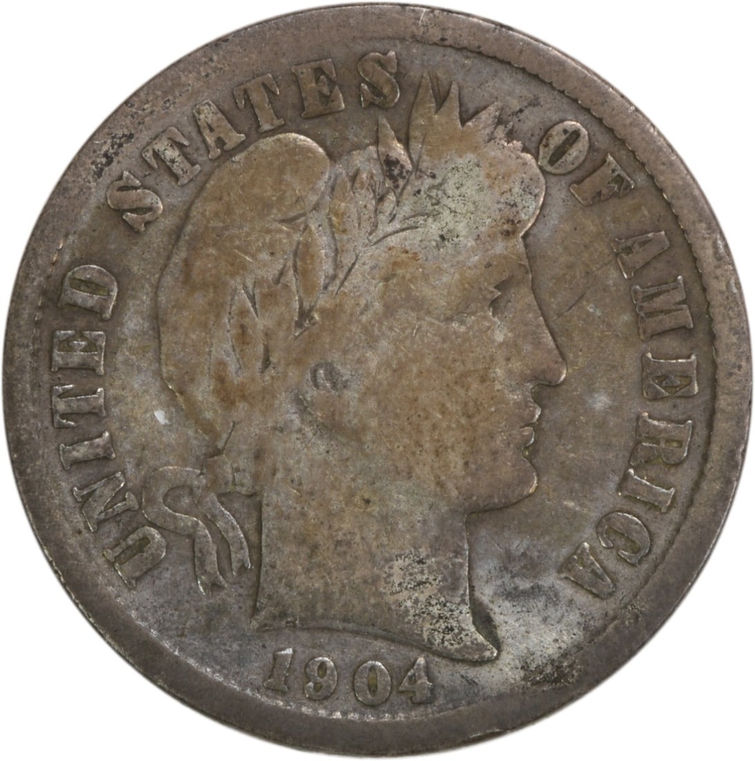 1904-S Barber Silver Dime 90% Silver VG Uncertified Coin (1 of 2)