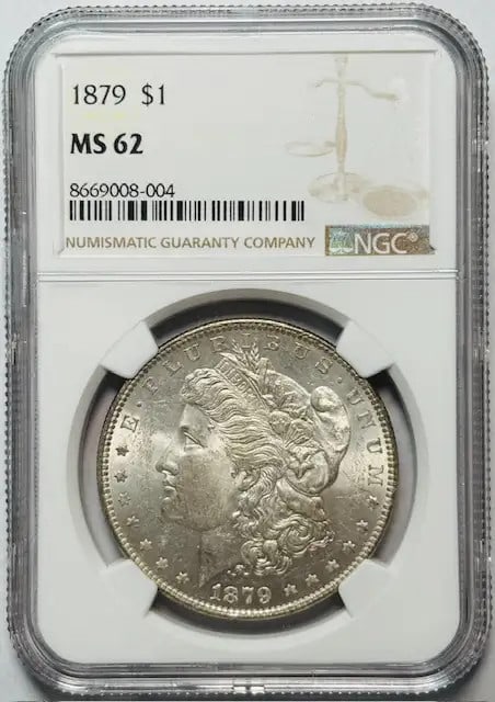1879 Morgan Silver Dollar NGC MS62 Uncirculated Coin (1 of 2)