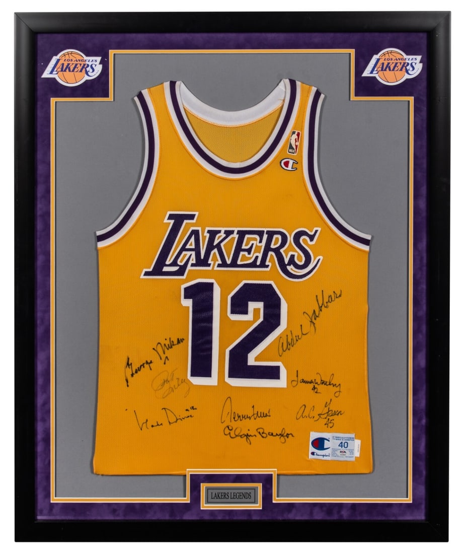 Framed Los Angeles Lakers Jersey Signed by Legends with PSA DNA (1 of 7)