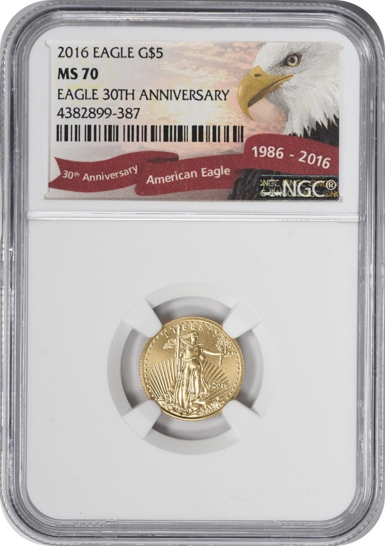 2016 American Gold Eagle $5 Coin MS70 NGC Certified (1 of 2)