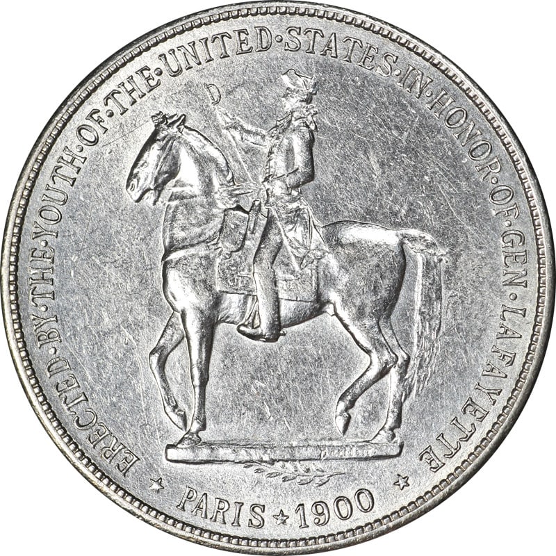 1900 Lafayette Commemorative Dollar Uncertified Silver Nice AU/BU: 1900 Lafayette Commemorative Dollar Uncertified Silver Nice AU/BU This 1900 Lafayette Commemorative Dollar features a captivating eye appeal, showcasing a bright white finish with appealing luster and