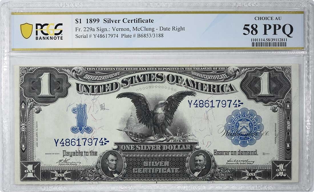 1899 $1 Large Silver Certificate FR229a AU58 EPQ PCGS (1 of 2)