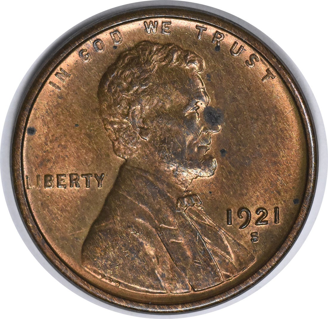 1921-S Lincoln Cent Choice BU+ Copper Coin Uncertified (1 of 2)
