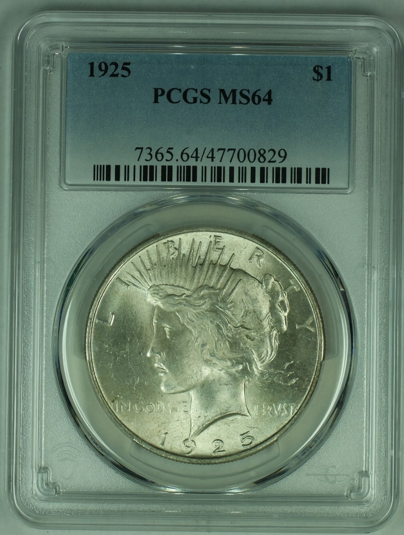 1925 Peace Silver Dollar Coin PCGS MS 64 Uncirculated (1 of 2)