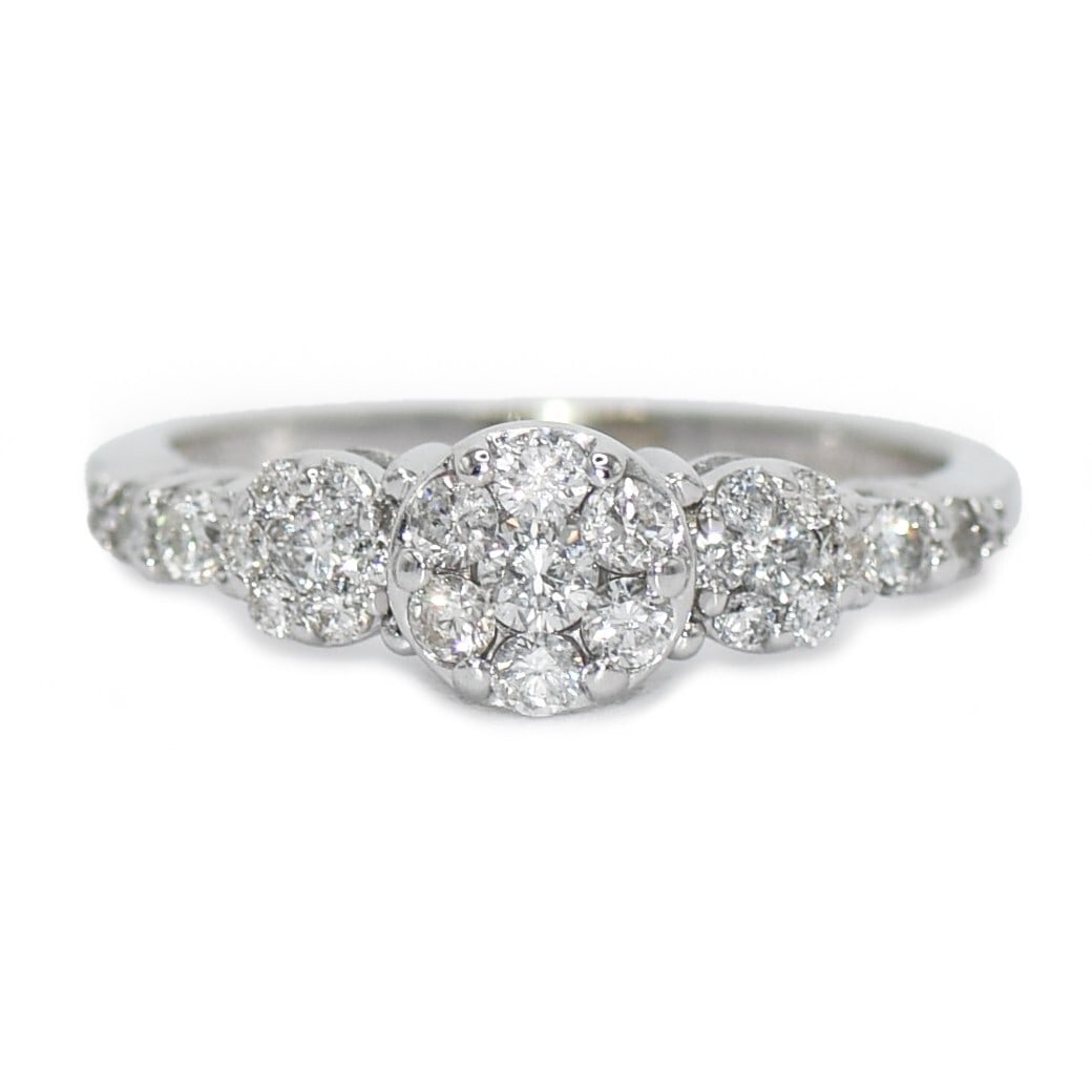 14K White Gold Diamond Cluster Ring 0.40ct SI Clarity (1 of 7)