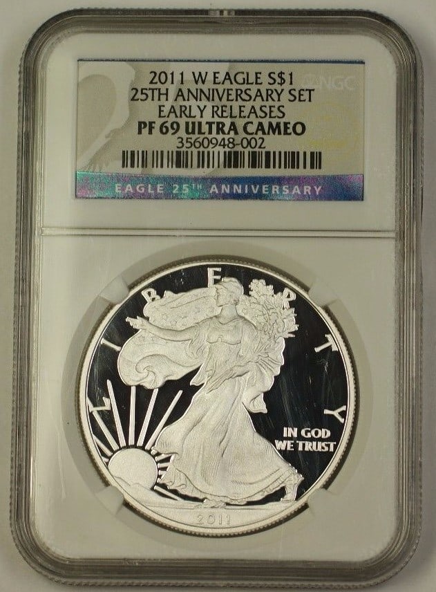 2011 American Silver Eagle 25th Anniversary NGC PR-69 Ultra Cameo Coin (1 of 2)