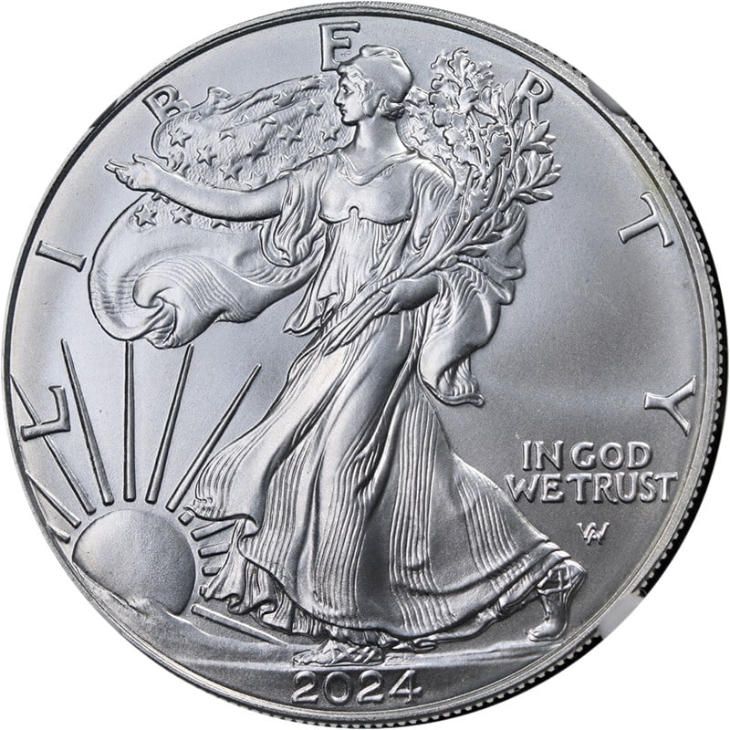 2024 $1 Silver Eagle MS70 NGC with Thomas Uram Signed Label (1 of 4)