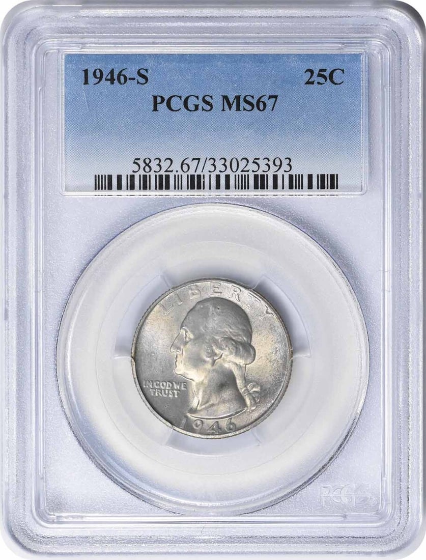 1946-S Washington Quarter MS67 PCGS 90% Silver Coin Uncirculated (1 of 2)