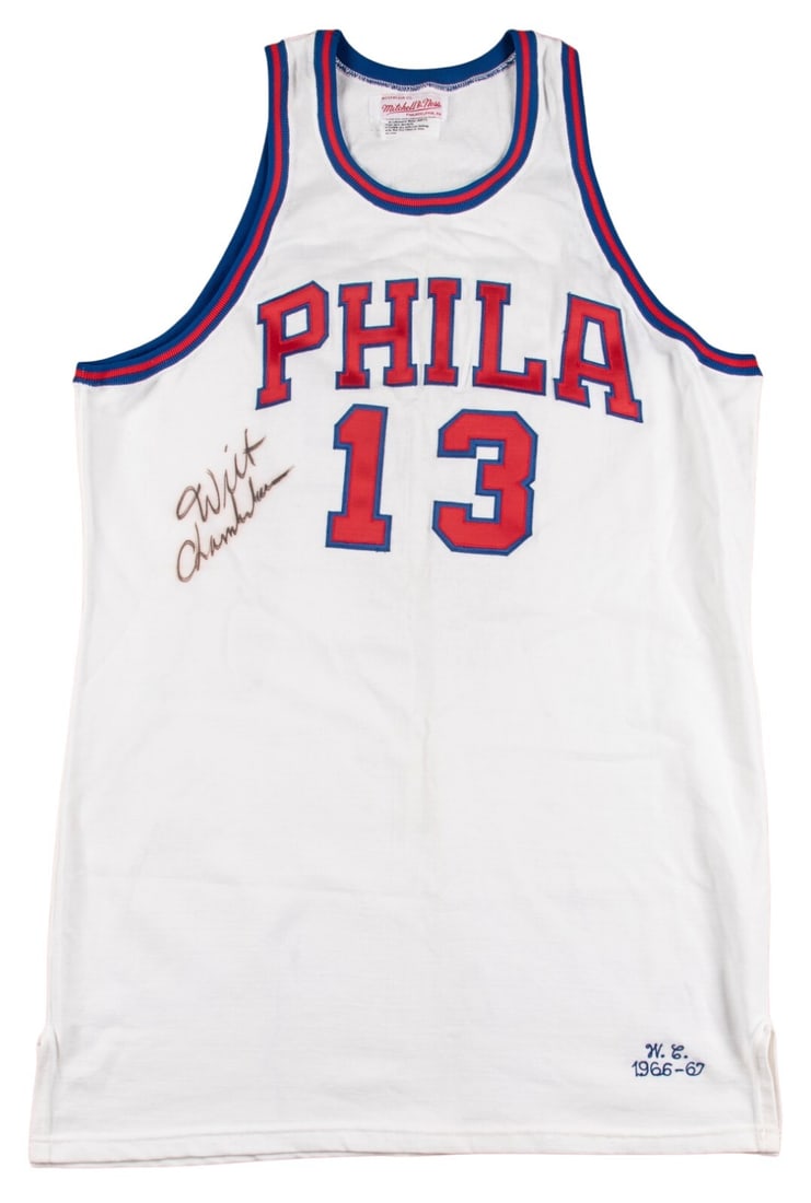 Wilt Chamberlain Signed 1966-67 Philadelphia 76ers Jersey JSA COA (1 of 8)