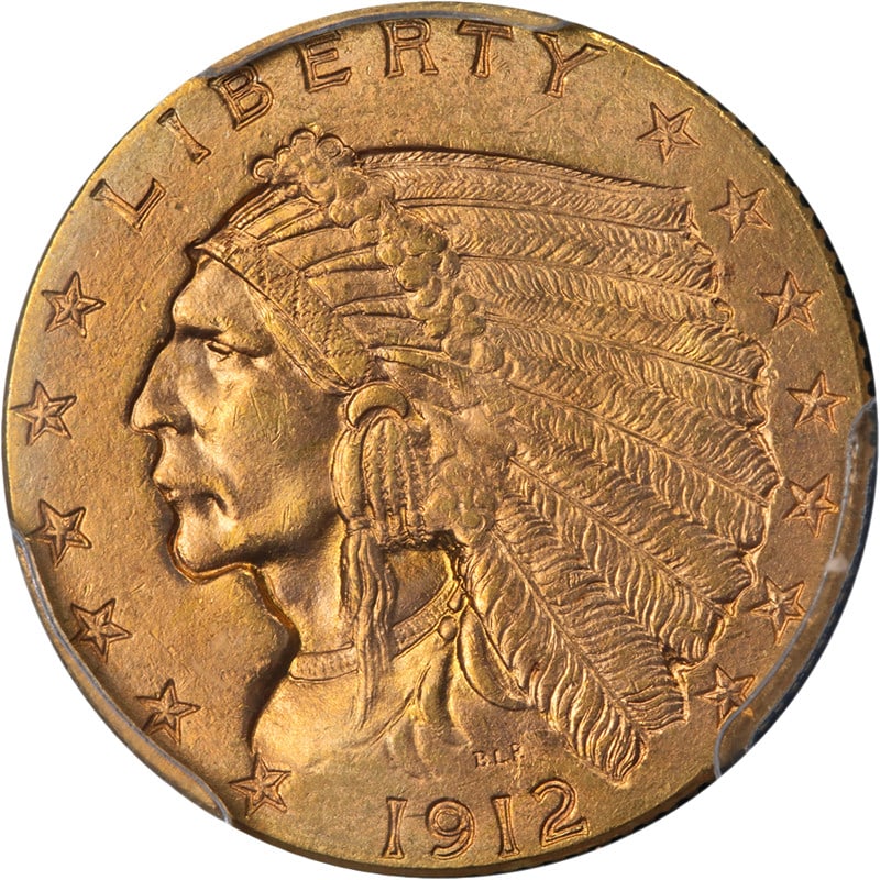 1912 Indian Gold $2.50 Coin PCGS MS64 Exceptional Eye Appeal (1 of 4)