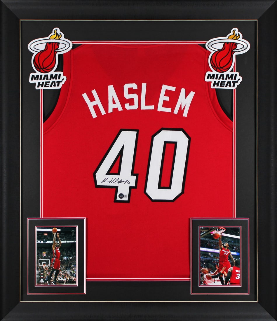 Udonis Haslem Signed Miami Heat Framed Jersey BAS Authenticated (1 of 2)