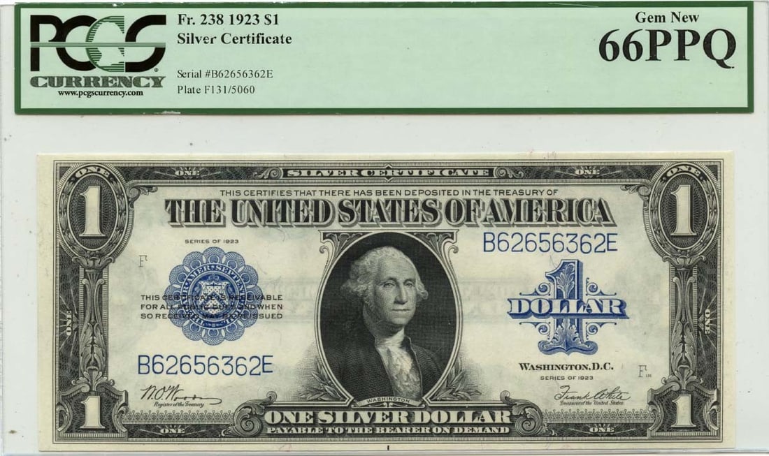 1923 $1 Silver Certificate FR#238 PCGS MS66 PPQ Uncirculated (1 of 2)