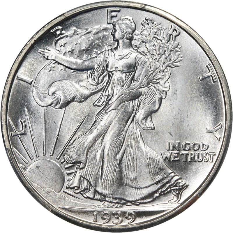 1939-D Walking Liberty Half MS66 CAC Certified Blazing White Gem (1 of 4)