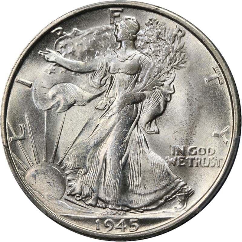 PCGS MS64 1945-S Silver Walking Liberty Half Dollar Blast White Uncirculated (1 of 4)
