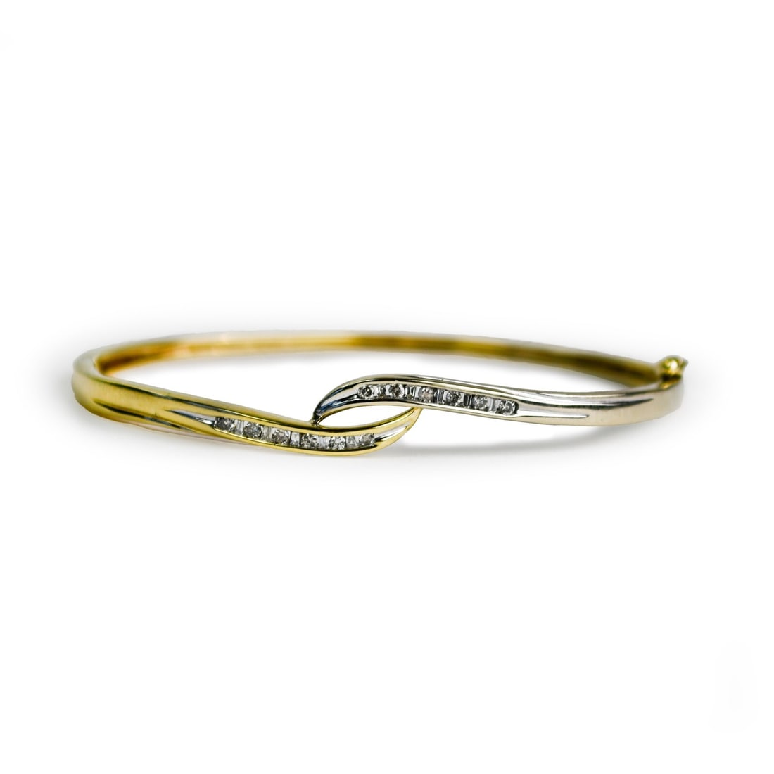 10K Two-Tone Diamond Bangle Bracelet 0.25ct SI Clarity (1 of 6)