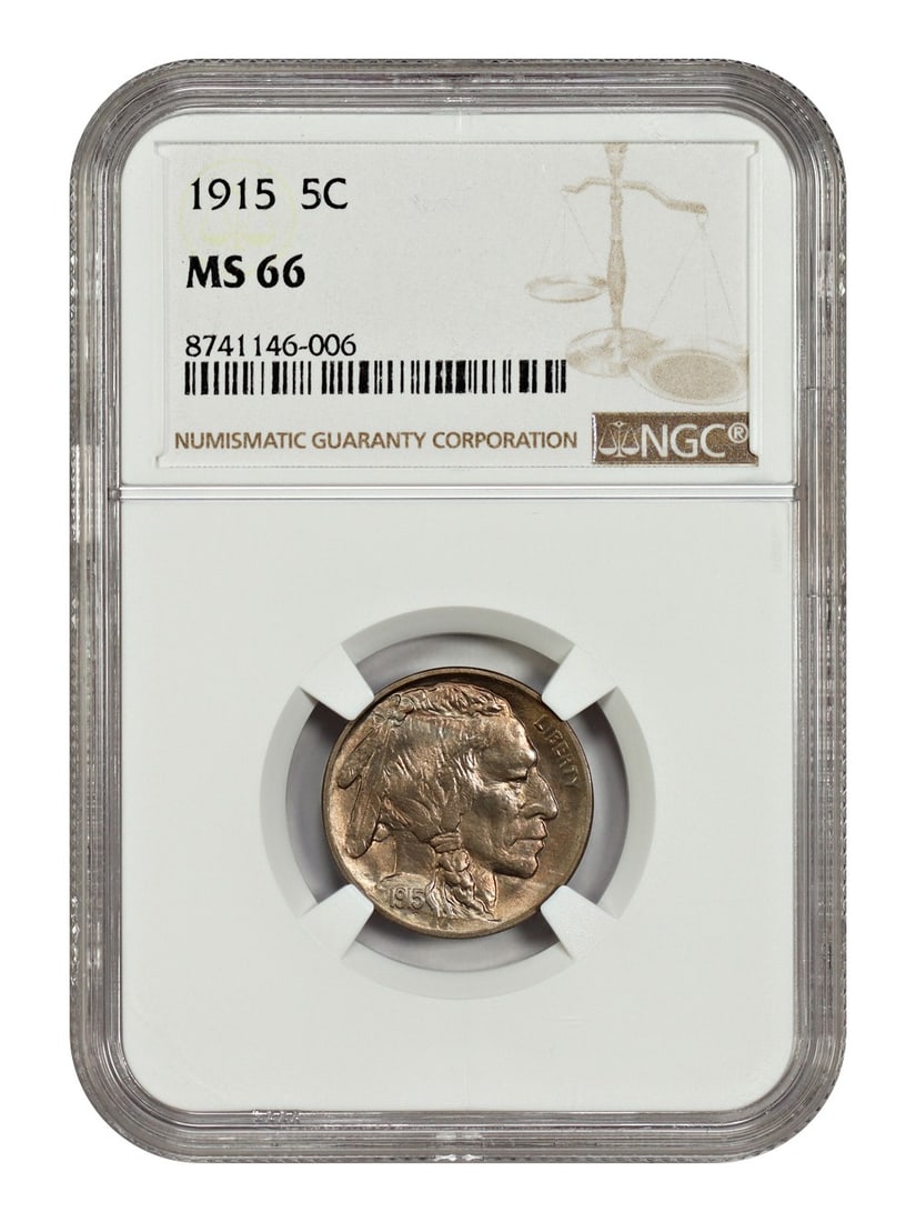 1915 Buffalo Nickel NGC MS66 Uncirculated Philadelphia Mint: 1915 Buffalo Nickel NGC MS66 Uncirculated Philadelphia Mint This 1915 Buffalo Nickel is graded MS66 by NGC, indicating it is in uncirculated condition. It features a classic design, showcasing the ico
