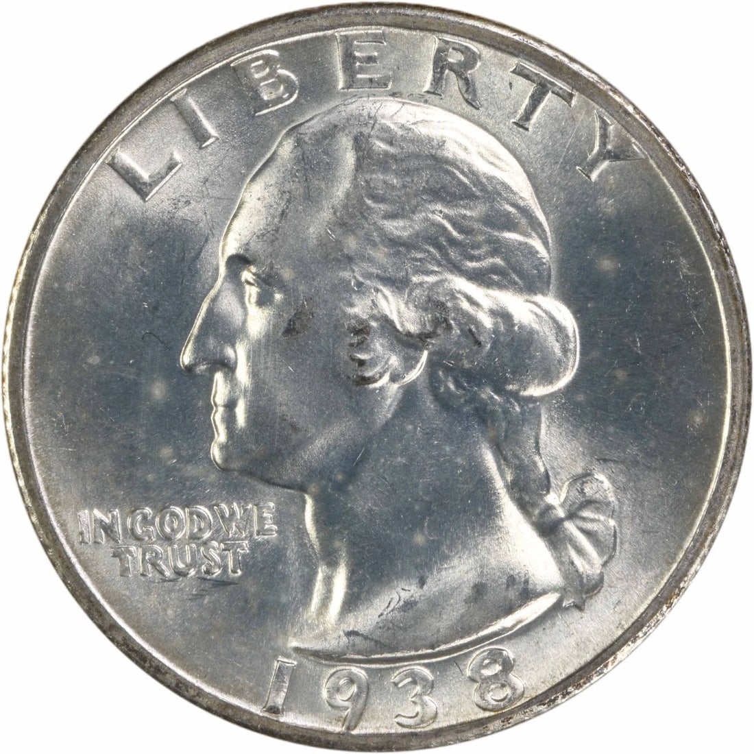 1938-S Washington Silver Quarter Uncertified Choice BU+ (1 of 2)