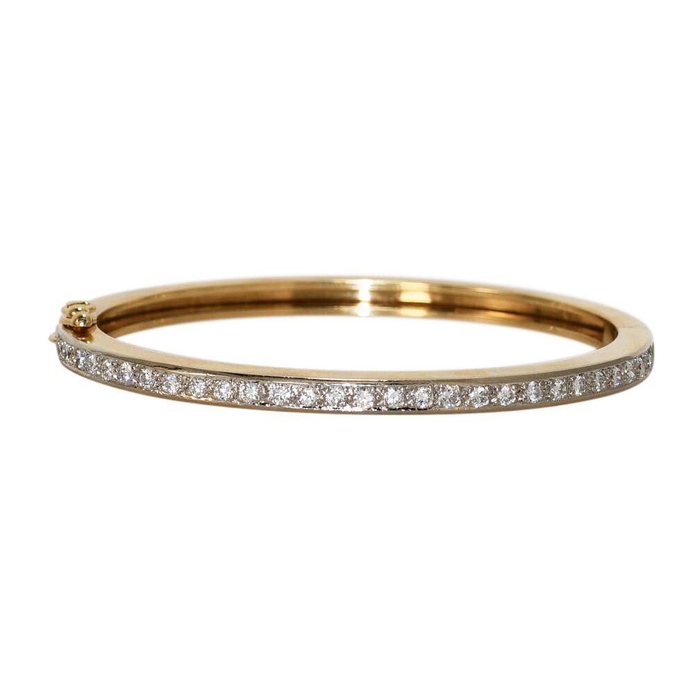 14K Yellow Gold Diamond Bangle Bracelet 1.50ct G VS 27.7g (1 of 5)