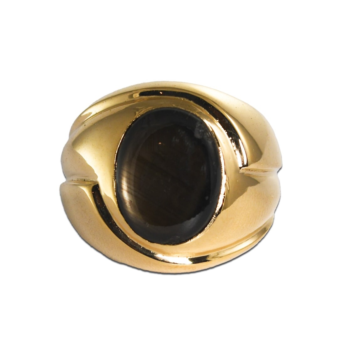 14K Yellow Gold Unisex Black Sapphire Cocktail Ring 12.3g (1 of 7)