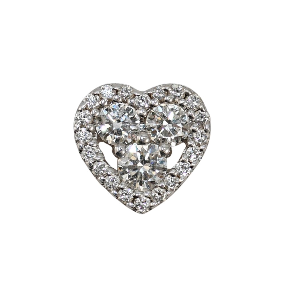 Stunning 14K White Gold Diamond Heart Pendant 23 Stones VS1 G-H (1 of 9)
