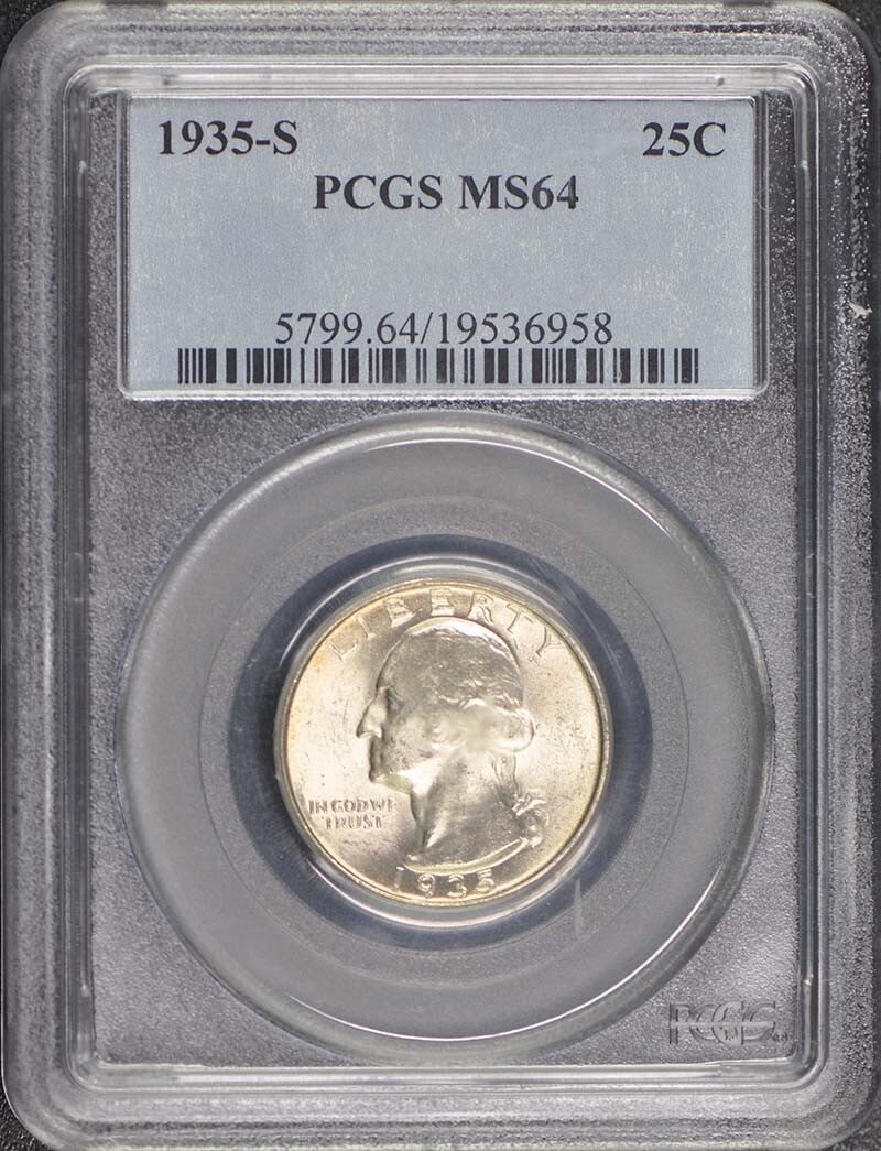 1935-S Washington Quarter PCGS MS64 Certified Uncirculated San Francisco (1 of 2)