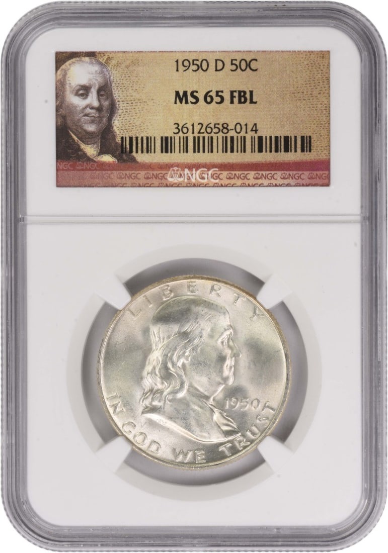 NGC MS65 FBL 1950-D Franklin Silver 50 Cent Piece (1 of 2)