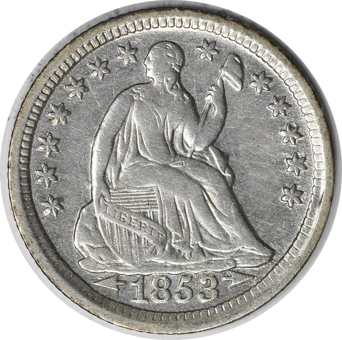 1853 Liberty Seated Half Dime 90% Silver AU Uncertified Philadelphia (1 of 2)