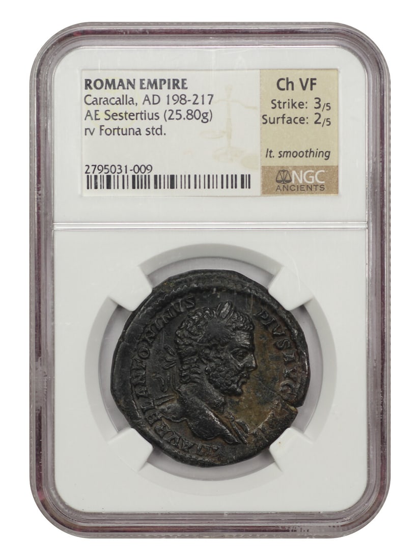 Ancient Roman Caracalla AE Sestertius Coin NGC Certified Fortuna Reverse (1 of 4)