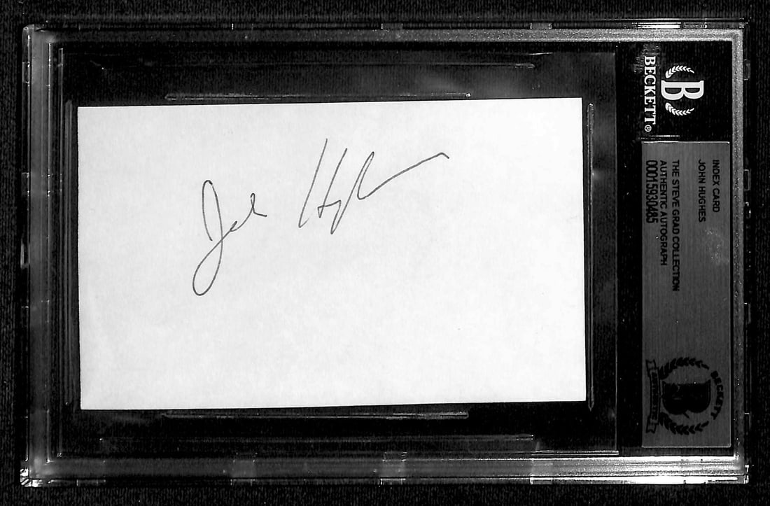 John Hughes Signed Index Card Beckett Authenticated Rare 1980s Director (1 of 1)