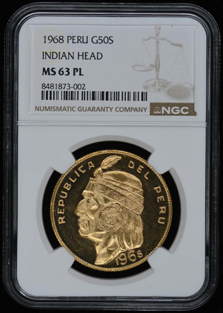 1968 Peru Indian Head G50S NGC MS63PL Rare 300 Mintage (1 of 4)