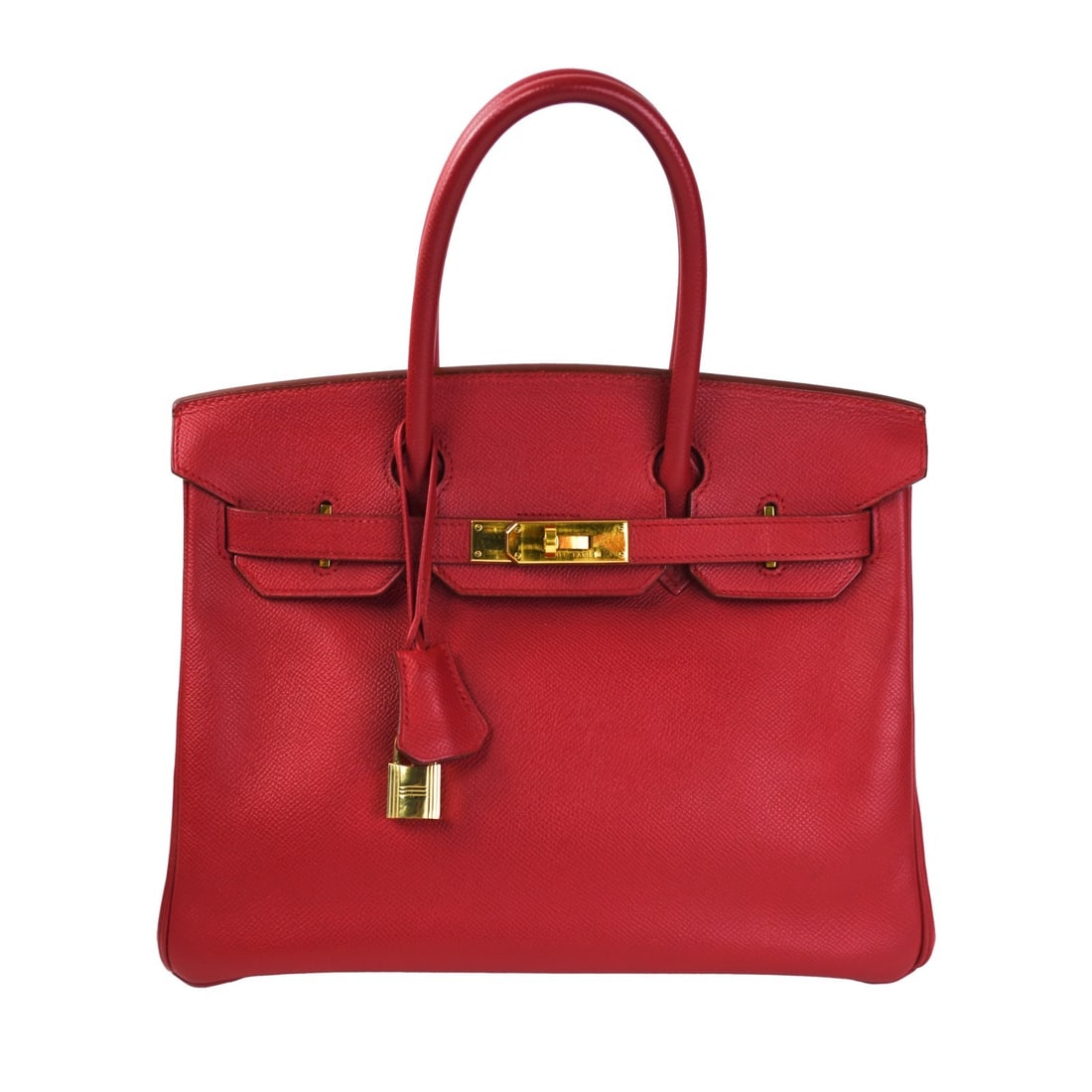 Hermes 30cm Rouge Vif Courchevel Leather Birkin Bag Gold Hardware (1 of 9)