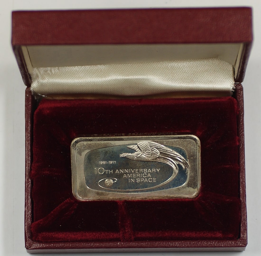 Franklin Mint 1000 Grain Sterling Silver 10th Anniversary Space Ingot (1 of 5)