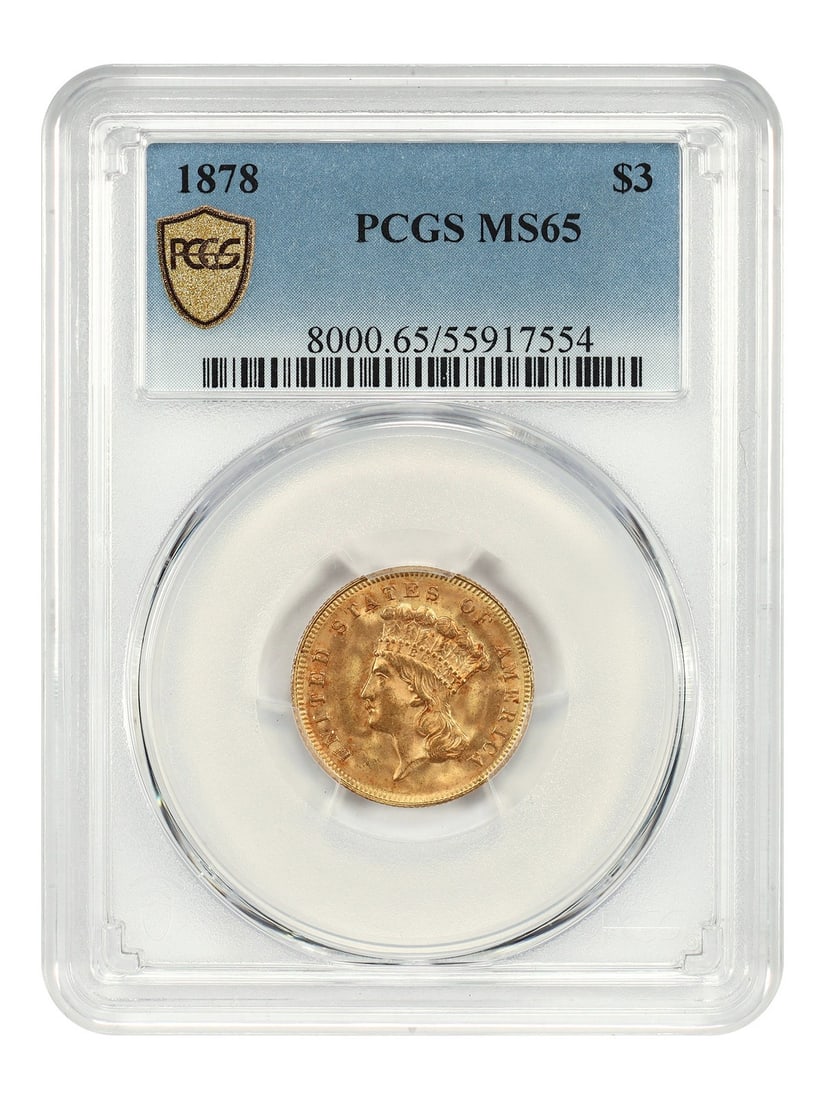PCGS MS65 1878 Three Dollar Gold Coin Philadelphia Mint (1 of 4)